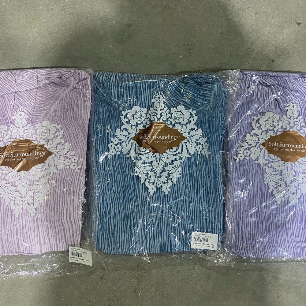 Set of 3 Soft Surroundings Asymmetrical Gauze Tops - Lavender, Purple, & Blue XS